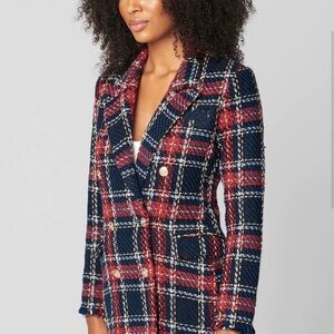 Blank NYC Red and Blue Plaid Blazer